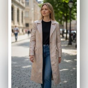 $458 NWT Marciano Rose Gold Jacquard Trench Coat Sz L